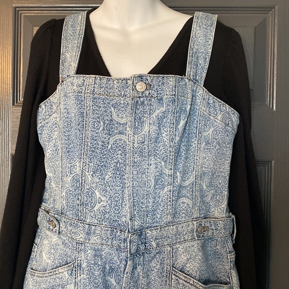 We The Free Wide by Free People Leg Denim Paisley Overalls - Picture 2 of 11